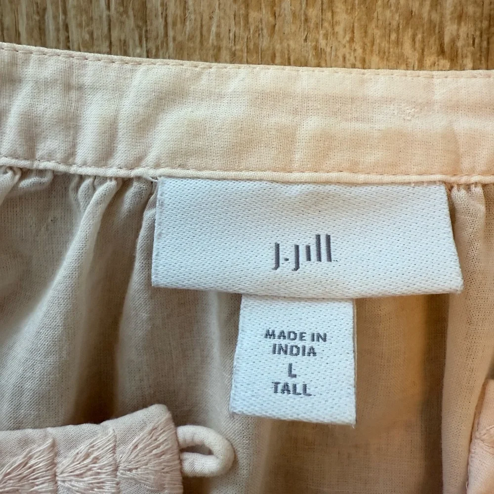J Jill Lt Peach Women's Embroidered Blouse L - Picture 2 of 6